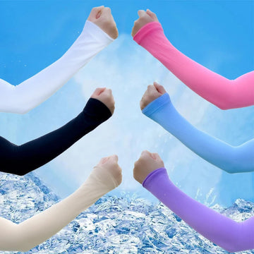 防晒冰袖女Summer Women's Ice Silk Sunscreen Sleeve UV Sun Protection Driving Sports Out Going Hand Sleeves Sun-protective Sleeve