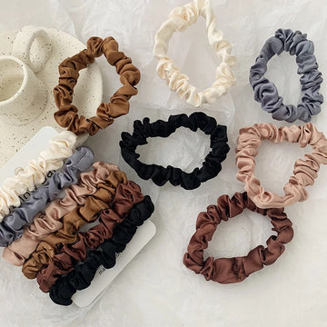 发饰6Pcs/Set Silk Hair Scrunchies Elastic Hair Bands Women Elegant Headwear Hair Ties Ponytail Holder Sweet Hair Rope Rubber Bands