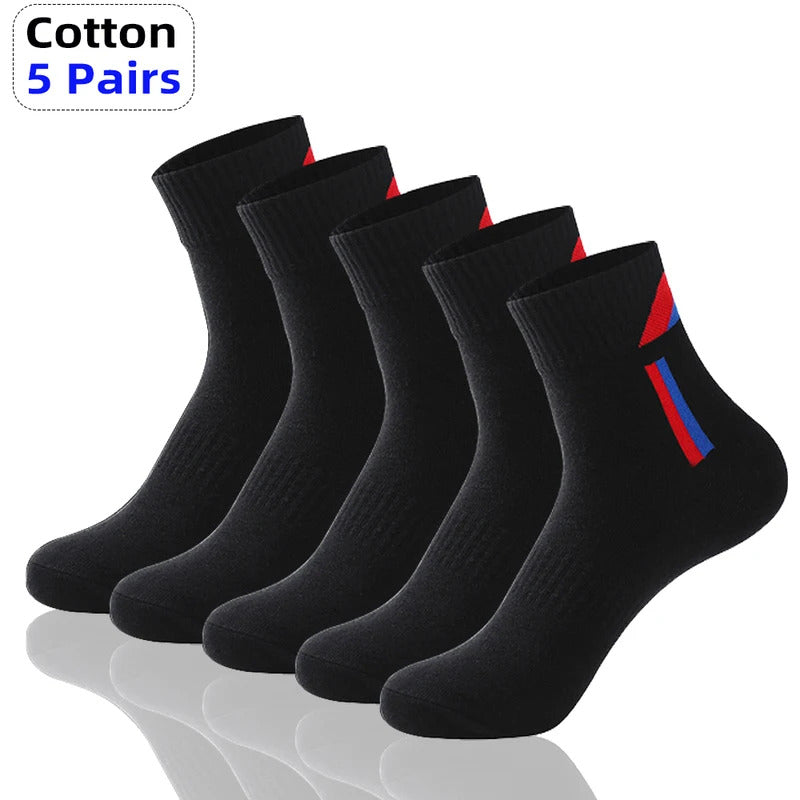 5 Pairs High Quality Men's Socks Anti-odour Breathable Casual Autumn Winter Mid-tube Socks New Men's Socks Sports Cotton Socks男士袜子