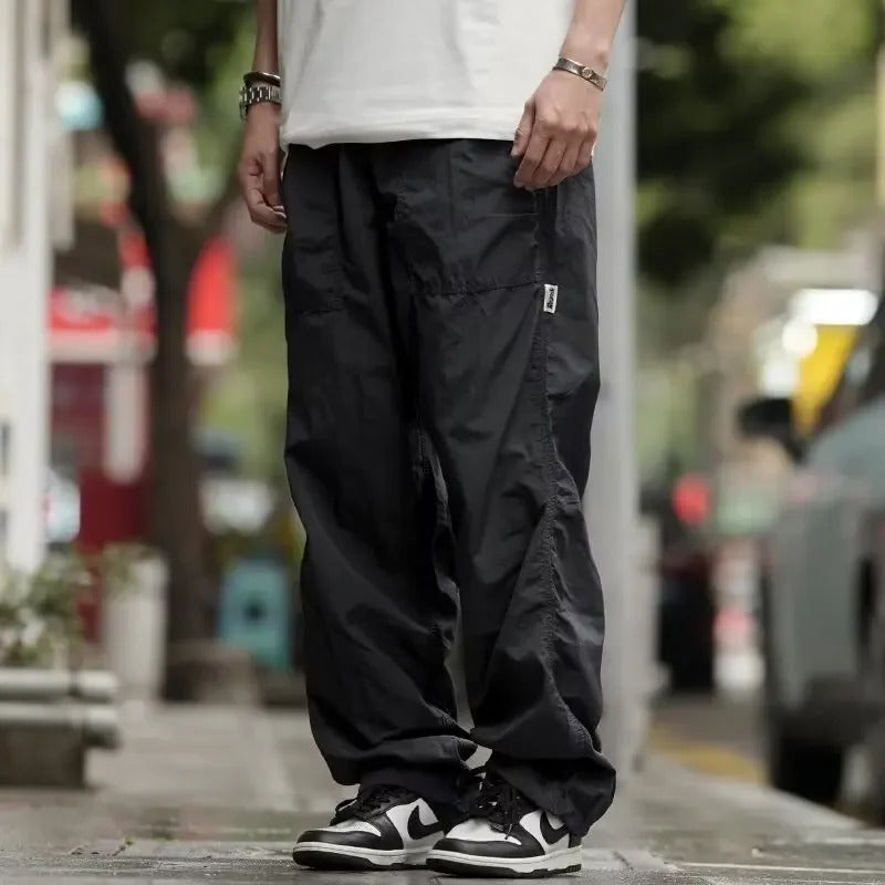 休闲裤男Summer Outdoor American Style Men's Loose-fit Hiking Pants Casual Cargo Pants Japanese Style Functional Trousers For Men
