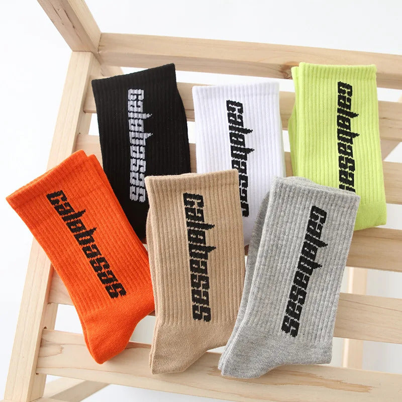 4Pair Socks Men Sports Breathable Socks Long Tube Cotton Socks Skateboard Casual Male Women Couples Fashion Hip-hop Tide Socks男士袜子