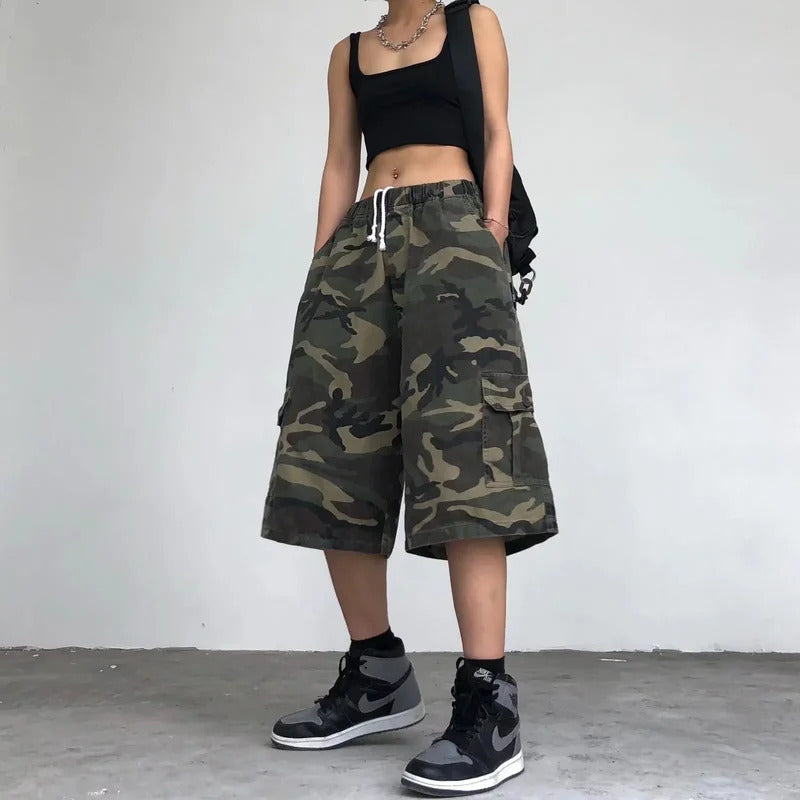 短裤男Casual Camouflage Workwear Shorts for Men Summer Fashionable Loose Fit Versatile Outerwear Korean Style 5 Inch Pants