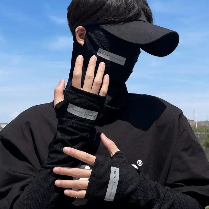 冰袖男Long Sleeves Sun Protection Gloves Thin Solid Color Loose UV Blocking Arm Sleeves Summer Cycling Breathable Anti-sunburn Sleeve