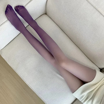 丝袜Women Pantyhose Gradient Contrast Color Skinny Thin Breathable Candy Color Cosplay Long Stockings Tights