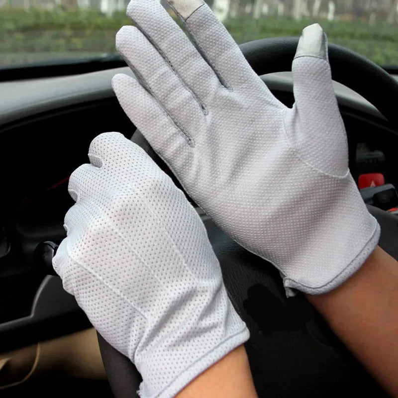 防晒手套女New Men Women Summer Outdoor Sports Fitness Cycling Sunscreen Short Sun Gloves Thin Cotton Fashion Half Finger Driving Gloves