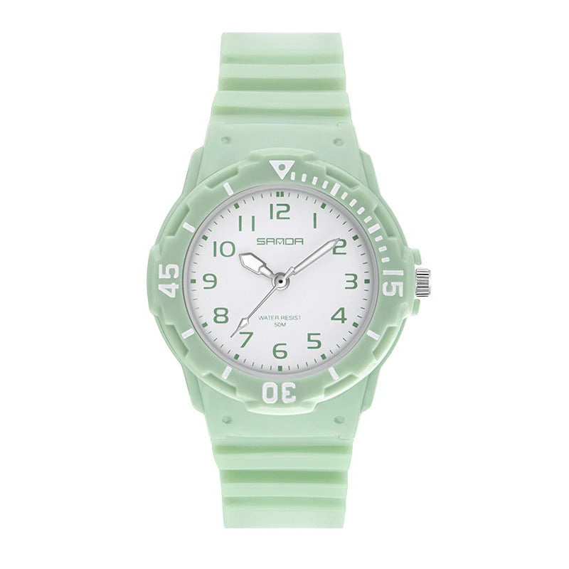 手表女UTHAI Student Watch Fashion Trend Outdoor Sports Fresh 50M Waterproof PU Soft Female Middle School Student Youth Clock Watches