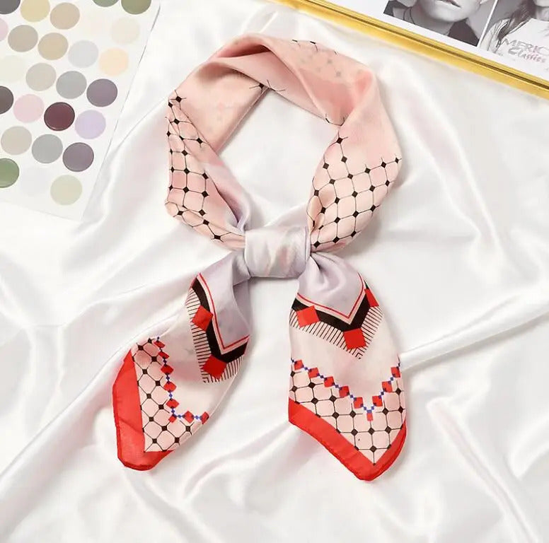 丝巾女2021 Elegant Geometry Print Square Scarf Women Bandana Hairband Lady Head Wraps Female Shawl Fashion Neckerchief