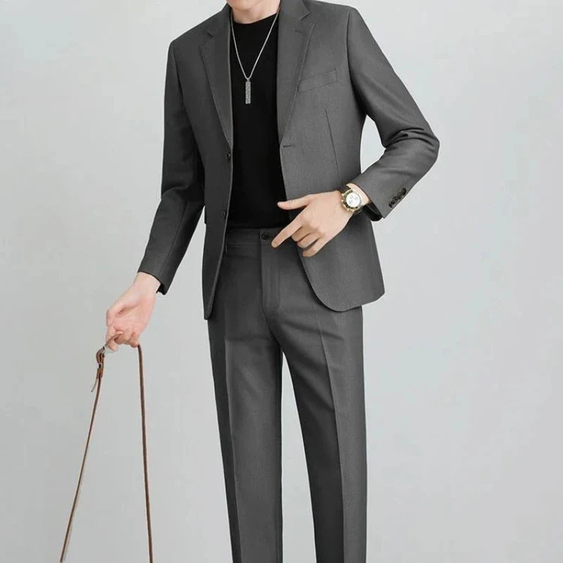 商务装男Double Breasted Blazer Fashion Full Suit for Men Casual Luxury Pants Elegant Clothing Spring Autumn Youth 2 Piece Outfit Set Man