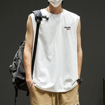 男士背心New Summer 2024 Men's Sport Loose-Fit Training Sleeveless T-Shirt Quick-Dry Shoulder Vest Short Sleeves Top Round