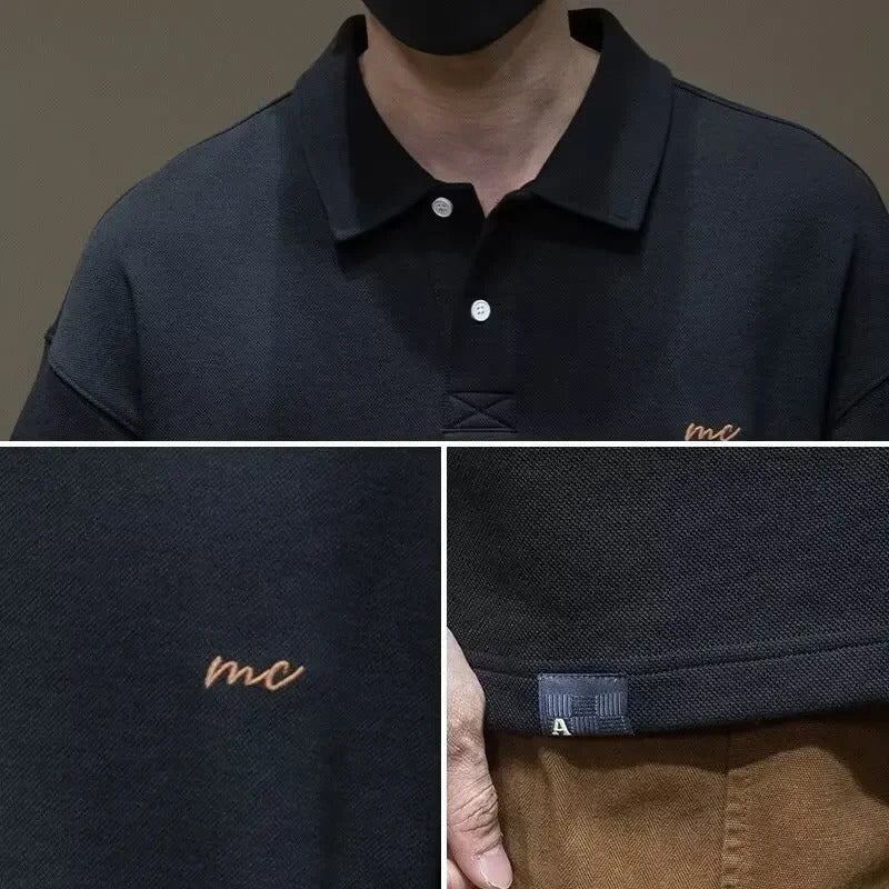 POLO男Men's Short Sleeve Summer Polo Shirt American Style Casual Business T-Shirt Top Loose Fit Solid Color Lapel Half Sleeve Tee