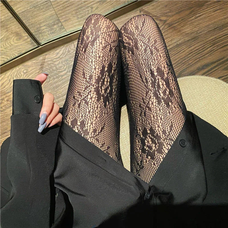 丝袜Japanese Lolita Retro Floral Rattan White Stocking Hot Tights Classic Lolita Hollowed Out Lace Mesh Stockings Bottomed Pantyhose
