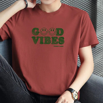 T恤男2024 New Summer Trendy Men's Short Sleeve Cotton T-Shirt Loose Fit Round Neck Half Sleeve Printed Tops