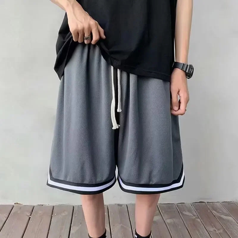 短裤男Men's Ice Silk Thin Shorts Summer Cool Running Pants Large Size Casual Shorts Sweatpants For Men Fashionable Male