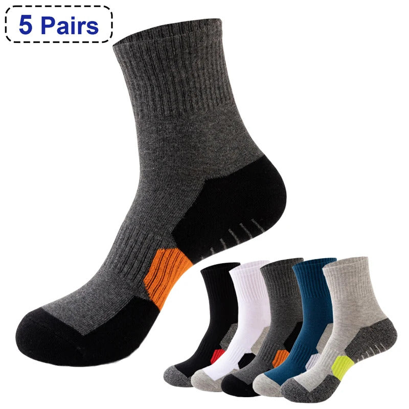 5 Pair Winter Men Socks Cotton Black Leisure Business Long Socks Walking Running Hiking Thermal Socks For Male Plus Size 38-48男士袜子