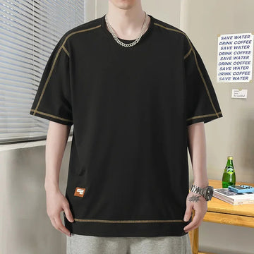 T恤男2024 New Men's T-Shirt Short Sleeves Loose Fit Half Sleeve Summer Trendy Brand Simple Body Contour Youth Top Serve Men