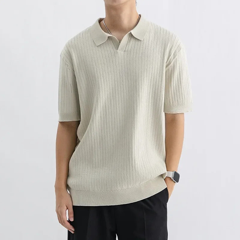 POLO男Men's High-End Ice Silk Polo Shirt Short Sleeves Breathable Casual T-Shirt Lapel Collar Summer Fashion