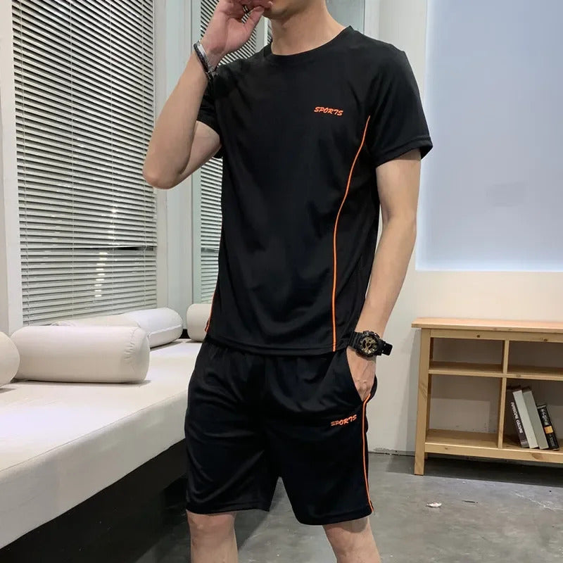男士套装Casual Southeast Asian Summer Men's Sports Suit Trendy Brand Matching T-shirt Short Sleeves Shorts 2-piece Set Basketball Unifor