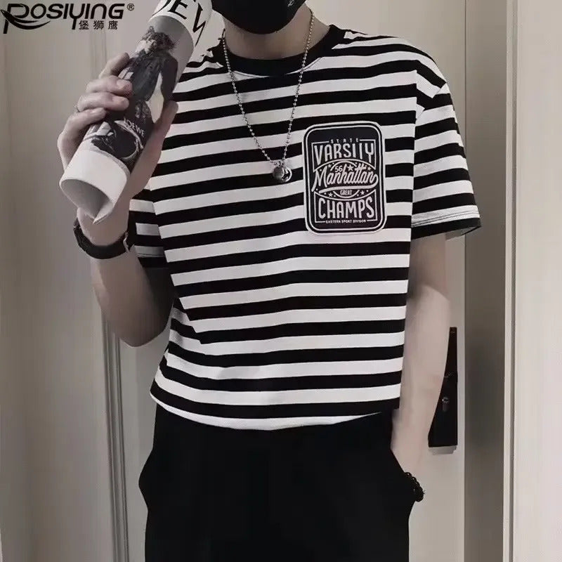 T恤男New Style Short Sleeve T-shirt Trendy Versatile Fashionable Round Neck Standard Men's Summer Japanese Version