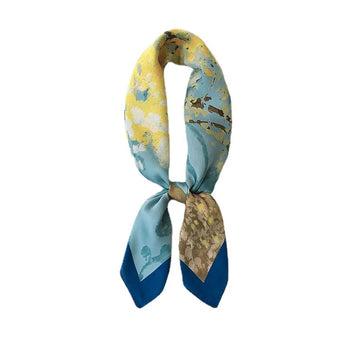 丝巾女Yishine New 70*70cm Silk Finish Abstract Lucky Tree Printing Brand Women Luxury Scarf