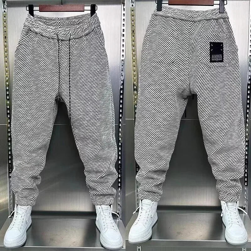 休闲裤男New Autumn Men's Sports Casual Pants Trendy Loose-Fit Elastic Waist Versatile Bunded Feet Pants Casual Style