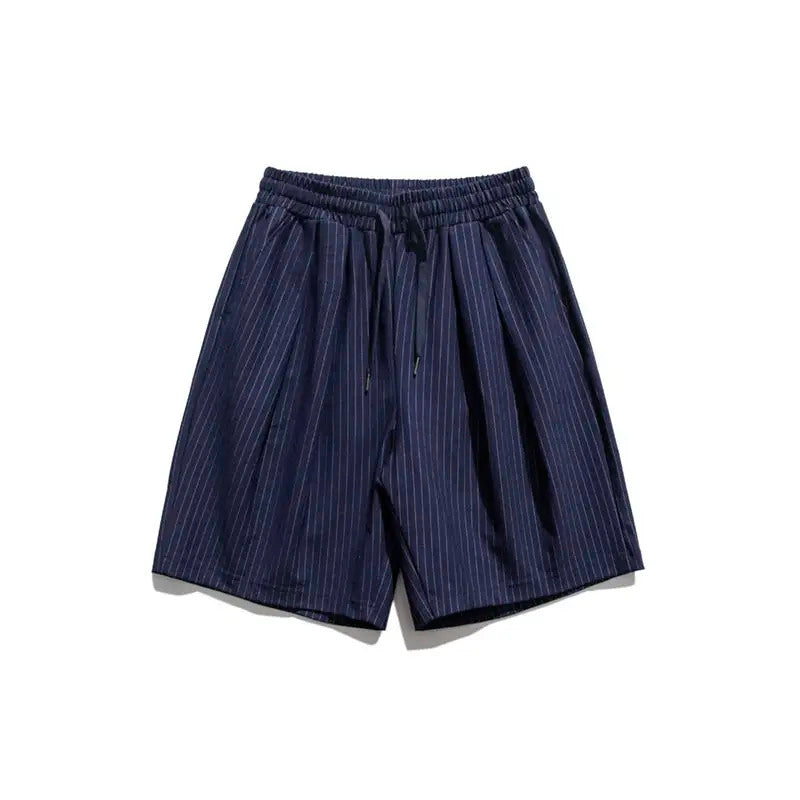 短裤男Men's Bottoms for Summer Quick Drying Thin Sports Cropped Pants Loose Straight Japanese Stripes Drawstring New Shorts Clothing