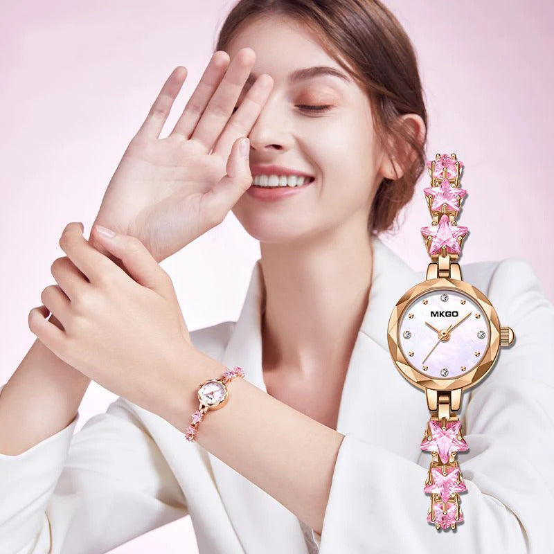 手表女UTHAI W57 Fritillaria Fashion Light Luxury Crystal Watch Women's Exquisite Slim Bracelet Watches Waterproof Ladies Clock Gift