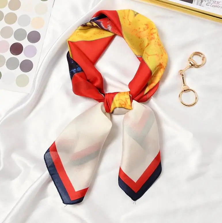 丝巾女Abstract Bottle Print Square Scarf Women Bandana Hairband Lady Head Wraps Female Shawl Fashion Neckerchief 2021