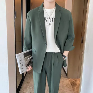 礼服男Trendy Casual Korean Style Lightweight Spring Autumn Men's Suit Loose Fit Small Jacket Western Style Clothes For Men
