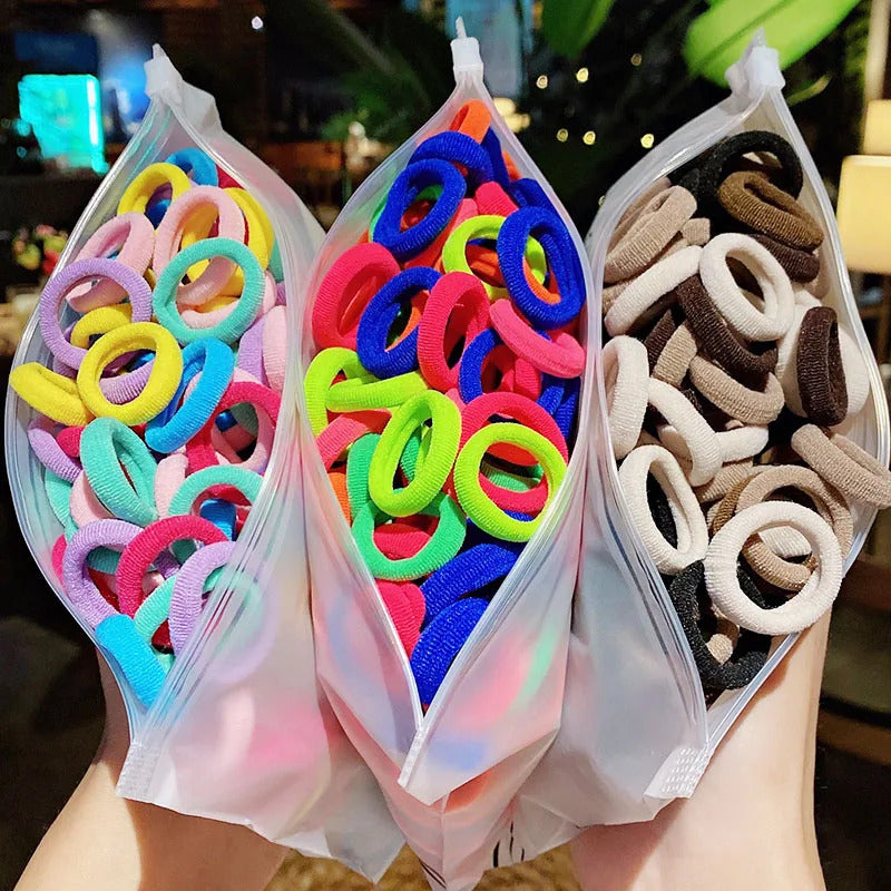 发饰50/100pcs/Set Girls Colorful Nylon Small Elastic Hair Bands Children Ponytail Holder Scrunchie Headband Kids Hair Accessories
