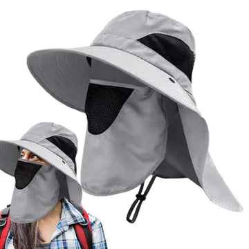 防晒帽男UV Hat Mesh Wide Brim Fishing Hat With Face Cover & Neck Flap Bucket Hats Sun Protection Hat For Beach Fishing Hiking Camping