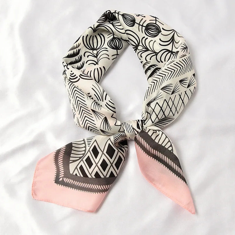 丝巾女New Fashion Women Small Satin Silk Scarf Square Print Wrap Foulard Femme Handkerchief Bandana Neck Hair Tie Scarves Shawls 2022