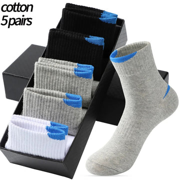 5 Pairs/Lot Men's Casual Sports Socks Fashion Hot Sale Pure Cotton Men's Socks White Black Breathable Large Size Stockings 38-45男士袜子