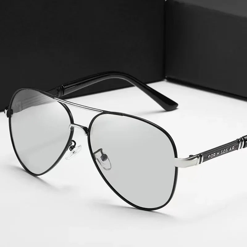 太阳镜男Luxury Metal Photochromic Sunglasses Men Women Fashion Polarized Sun Glasses Stylish Chameleon Anti-glare Driving Shades UV400
