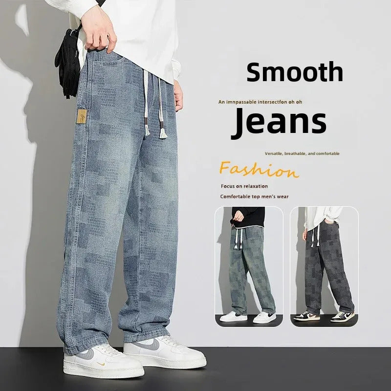 牛仔裤男Trendy American Style Wide-Leg Jeans For Men New Arrival Fall/Winter European Fashion Versatile Street Casual Trousers