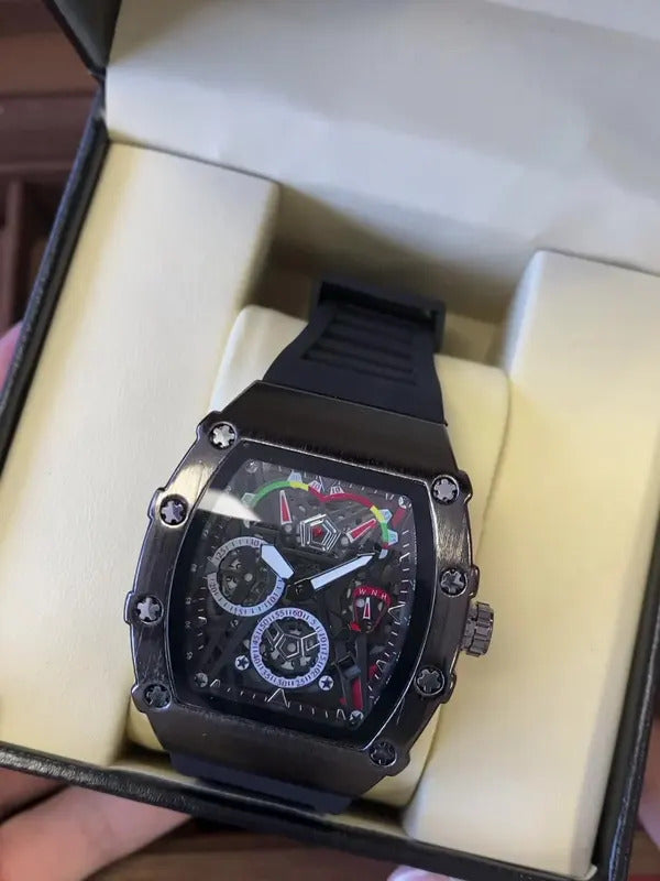 手表男手表男Fashion Men's Quartz Wristwatches Tonneau Waterproof Men Wrist Watch Sports Silica Gel Strap Clock Luxury Watches for Man