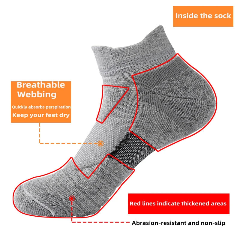3 Pairs Sport Ankle Socks Athletic Low-cut Sock Thick Knit Sock Outdoor Fitness Breathable Quick Dry Wear-resistant Warm Socks男士袜子