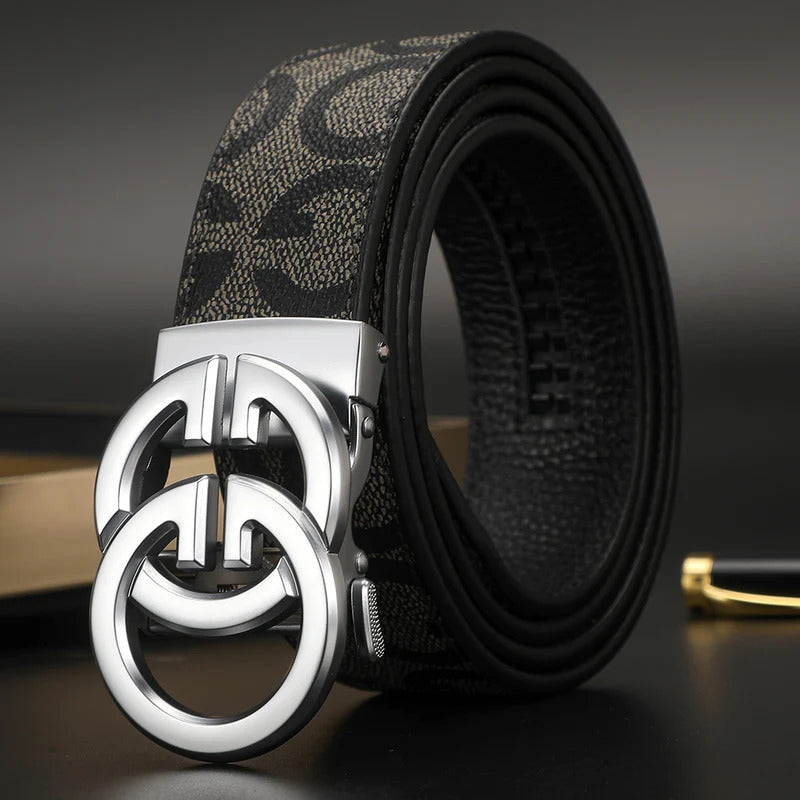 腰带New 3.4cm Men's Belt Business Formal Real Leather Canvas Male Belt High Quality Metal Automatic Buckle Belt for men jeans