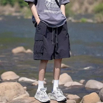 短裤男Loose Fit Men's Workwear Shorts Summer New Style Thin Quick Dry Outdoor Functional Fleece Casual Five-Quarter Length Pants