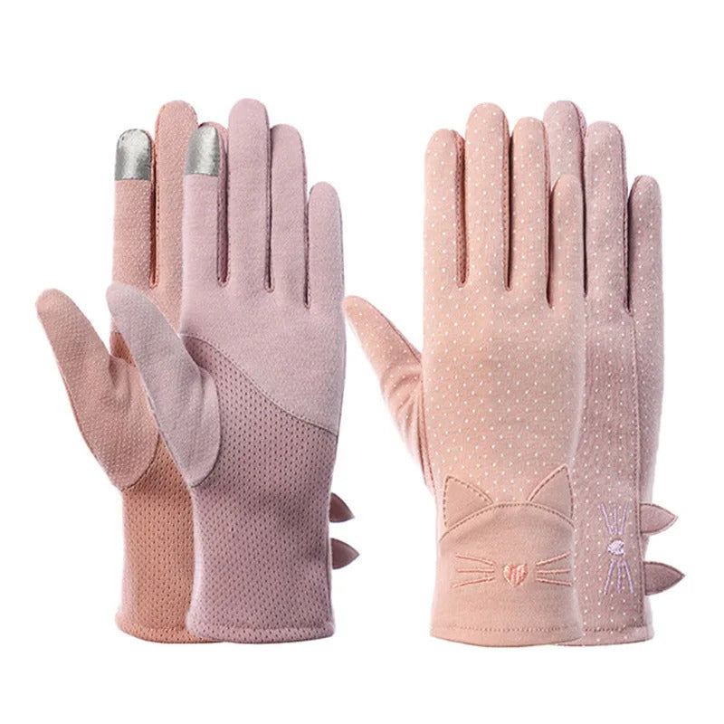 防晒手套女Sexy Summer UV Sunscreen Short Sun Bow Cat Penguin Glove Women Fashion Flowers Knitted Lace Driving Touch Screen Thin Gloves J57