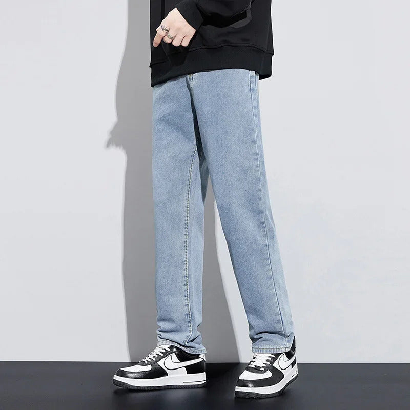 牛仔裤男2023 New Trendy Straight-Leg Denim Jeans Loose-Fit Casual Pants For Men Autumn/Winter Streetwear Bell Bottoms