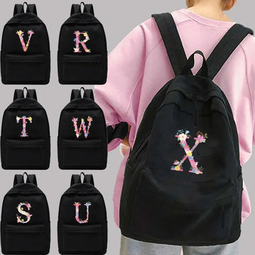 包包男Women School Backpack Black Canvas Bagpack Female Theft Rucksack Casual Lady Travel Backpacks Korean Pink Letter Back Pack 2024