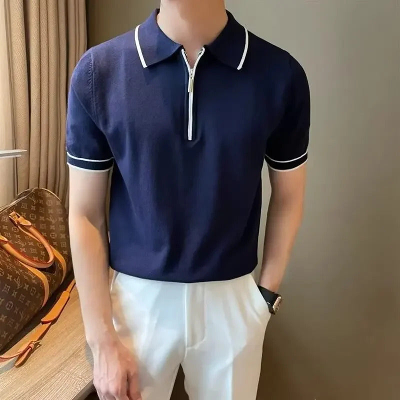 POLO男New 2024 Men's Summer Breathable Anti-Wrinkle Dry Business Casual Lapel Short Sleeve T-Shirt POLO Shirt