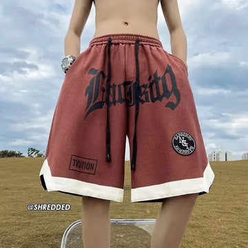 短裤男American Style Loose Fit Casual Shorts For Men Trendy Brand Sport Ball Pants Summer Printing Plus Size Basketball Five Pants