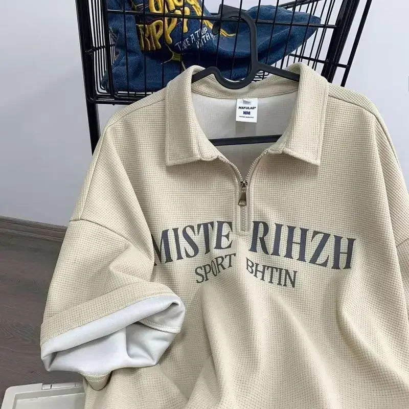 POLO男American Style Vintage Polo Shirt For Men Sleeves Business Fashion Trendy Brand Ins Trendy Fluid Shirt Half Sleeve Summer Wear