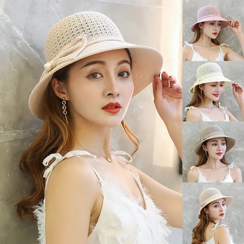 帽子女Summer Bowknot Ribbon Outdoor Sun Hats Girls Wide Brim Straw Hat Ladies Panama Caps Sun Protection Hats For Women Sun Caps New