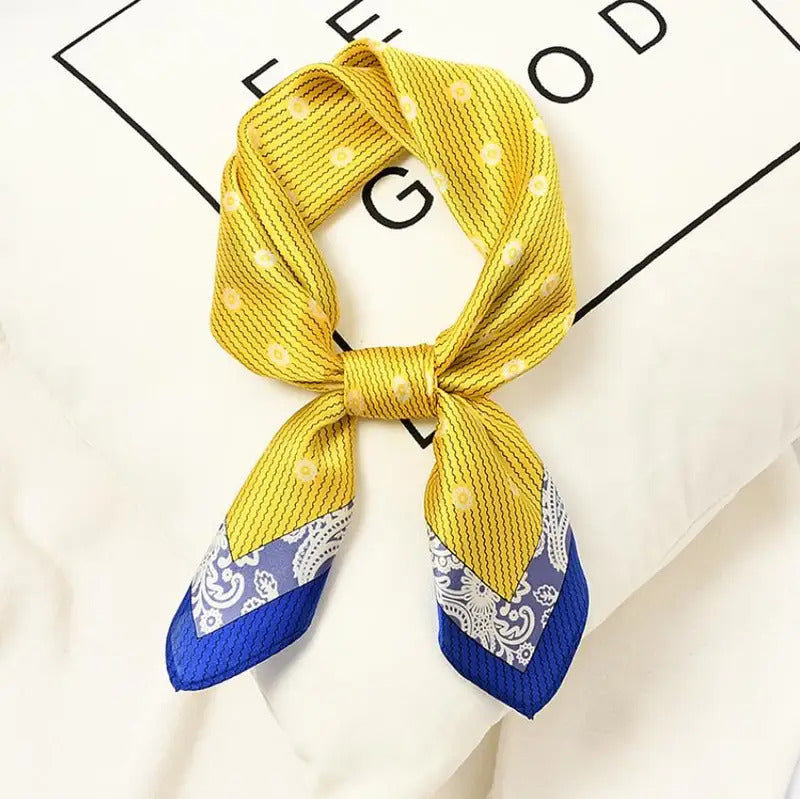 丝巾女53x53cm Ripple Floral Print Silk Scarves Shawls Wraps Decorative for Hair Bags Fashion Multifunction Bandana Foulard Hijab Scarf