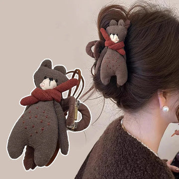 发饰Cute Animal Hair Claw High End Ab Face Cartoon Cloth Doll Scarf Bear Shark Clips for Women Girl Kawaii Hairpins Hair Accessories