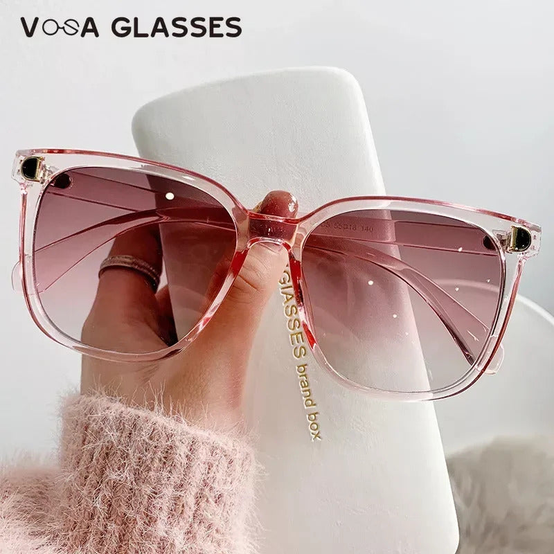 眼镜女Fashion Oversized Sunglasses Women Brand Designer Vintage Square Sun Glasses Female Big Frame Gradient Shades Oculos De Sol