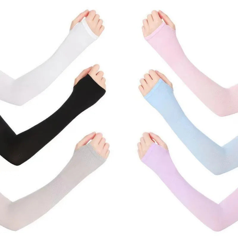 防晒冰袖女2PCS Arm Sleeves Warmers Sports Sleeve Sun UV Protection Hand Cover Cooling Warmer Running Fishing Cycling Ski mangas para brazo