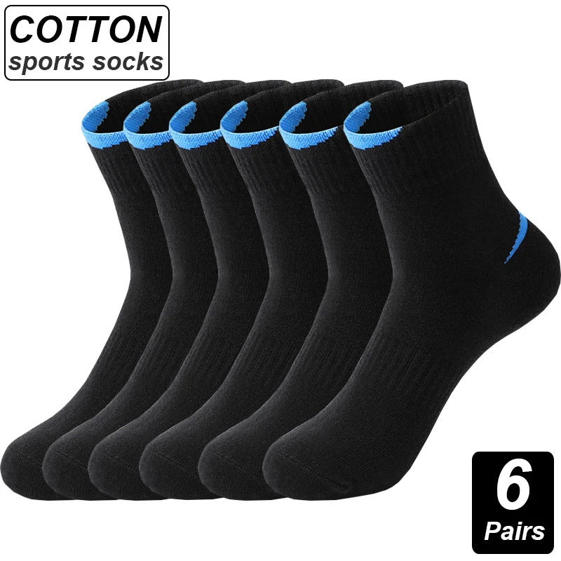 High Quality 6Pairs/Lot Combed Cotton Men's Socks Black White Casual Breathable Solid color Sport Socks EUR 38-45男士袜子